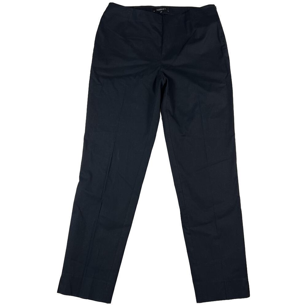 Lafayette 148 Brushed Cotton Flat Front Ankle Dress Pants Navy Blue Size 8